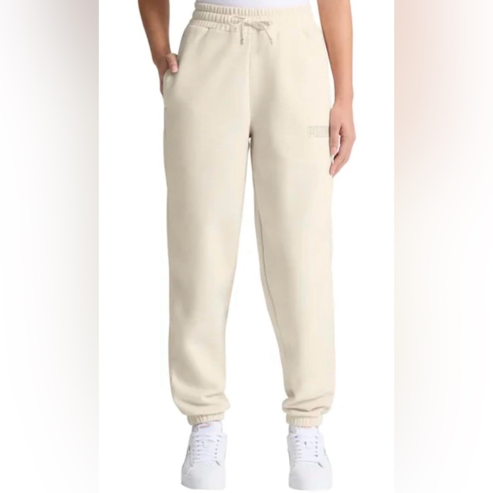Neutral Cream Fleece Jogger Sweatpants